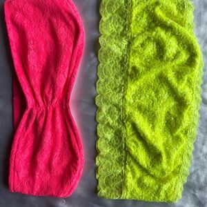 yellow and neon pink bandeaus from Victorias Secret